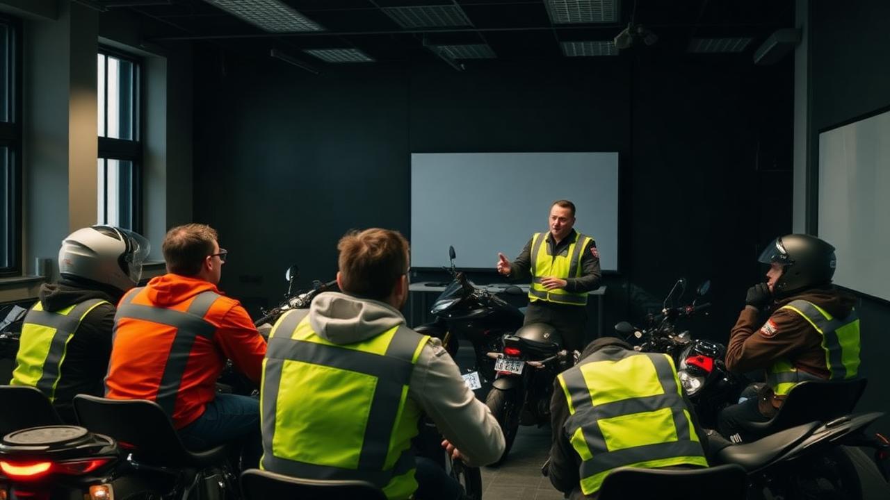 Sebastián Rosales enseñando a motociclistas